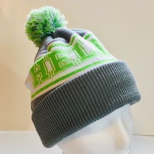 💋 Reaktor IT Beanie Pom Hat Knit Gray Green OS